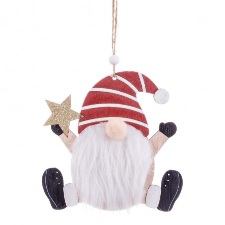 Pendentif pere noel bois 15 x 15 cm