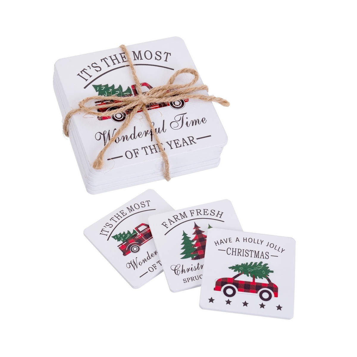 S 6 sous-verres en bois 10 x 10 x 3 cm