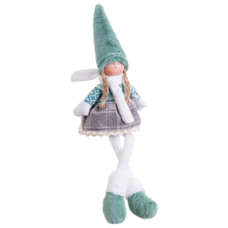 Poupee fille avec jambes en tissu turquoise 15 x 9 x 45 cm