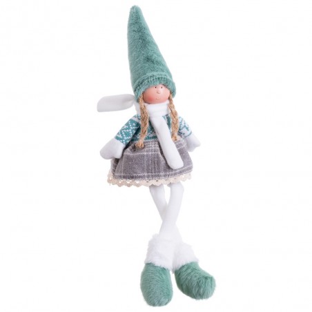 Poupee fille avec jambes en tissu turquoise 15 x 9 x 45 cm