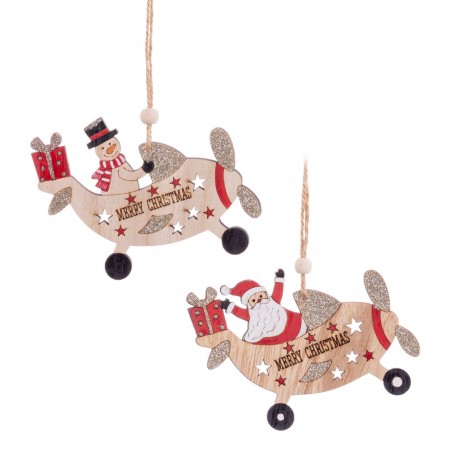 Pendentif avion bois 2 m 11 x 9 cm