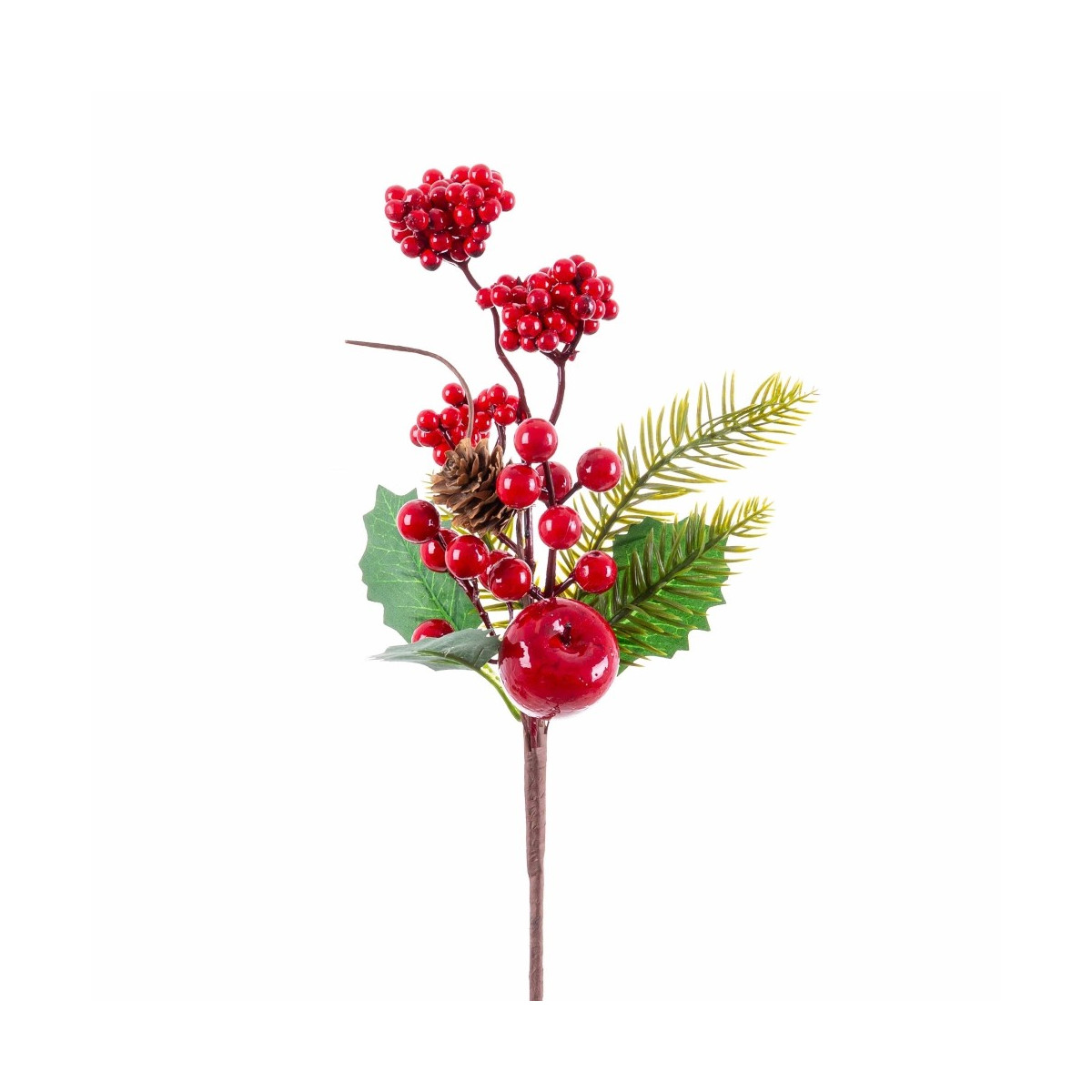 Branche de houx, feuilles et pomme 31 cm
