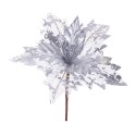 Poinsettia tissu argent 23 x 27 cm