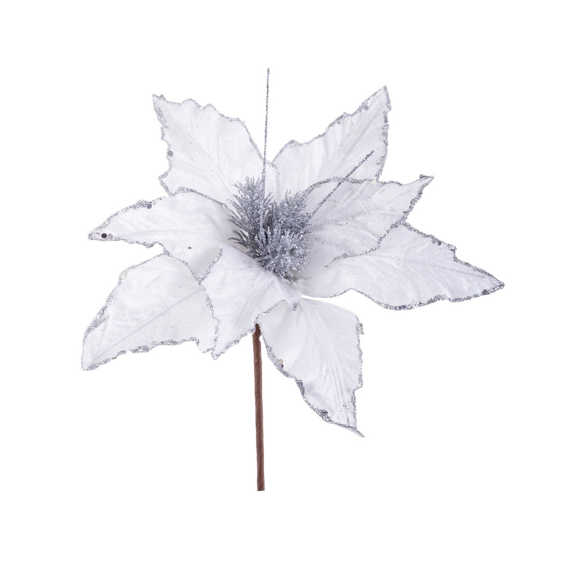 Poinsettia tissu blanc 31 x 36 cm