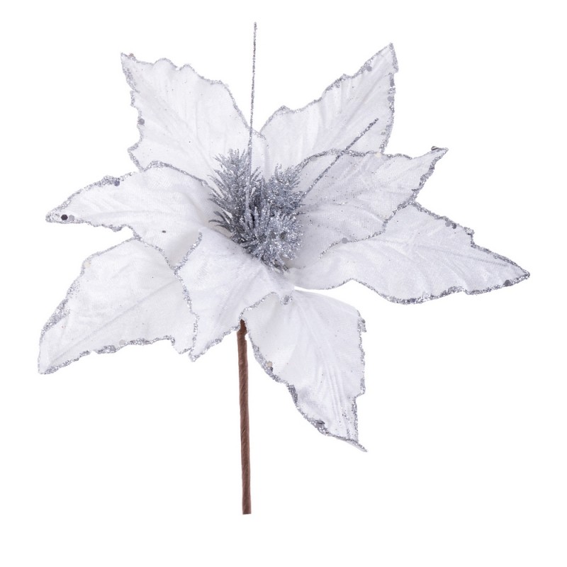 Poinsettia tissu blanc 31 x 36 cm