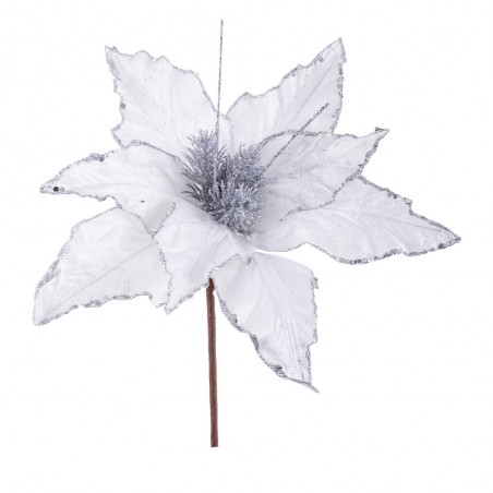 Poinsettia tissé blanc 31 x 36 cm