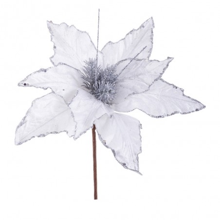 Poinsettia tissu blanc 31 x 36 cm