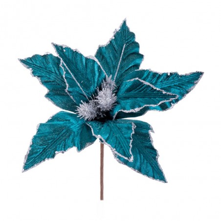 Poinsettia turquoise 31 x 36 cm