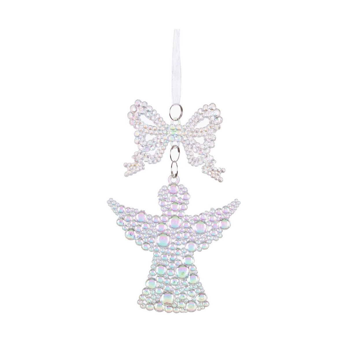 Pendentif ruban ange plastique 16 x 9 cm