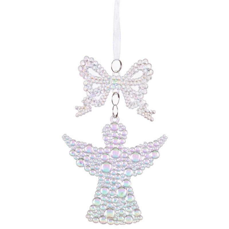 Pendentif ruban ange plastique 16 x 9 cm