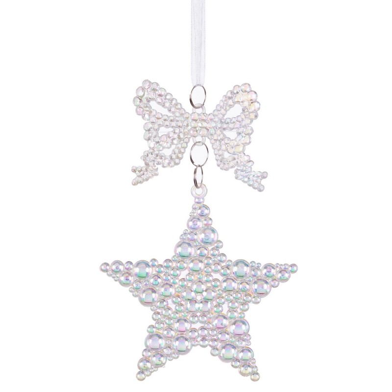 Pendentif nœud étoile en plastique 16 x 6 cm