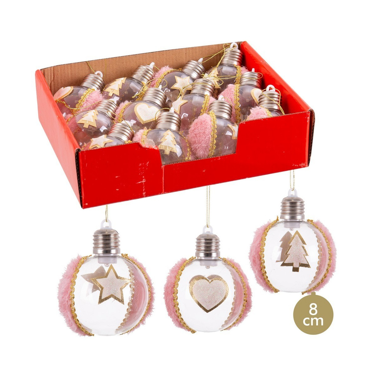 Boule pet avec lumière rose 3 m 8 x 8 x 8 cm