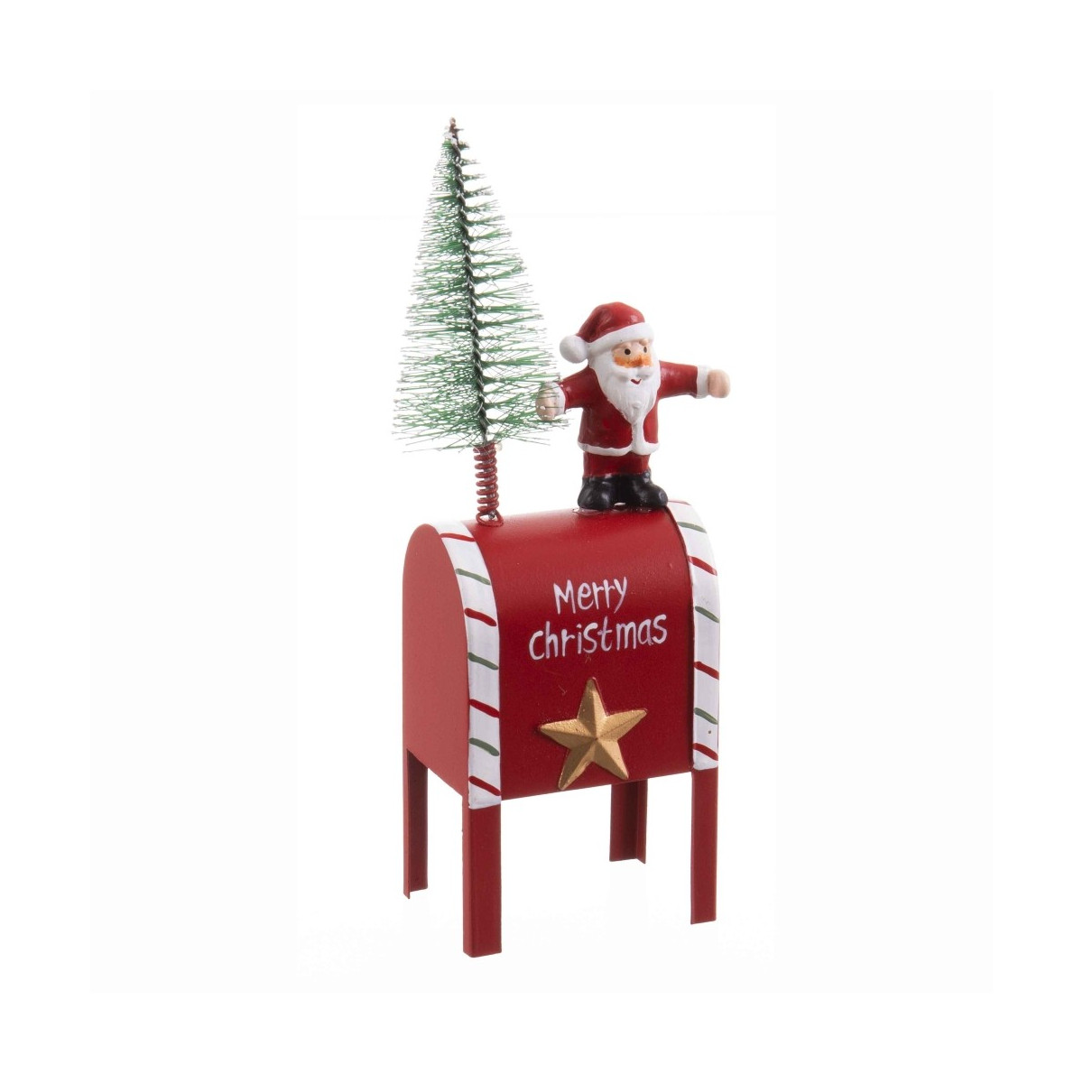 Boîte aux lettres arbre et père Noël métal 5,50 x 4 x 17 cm