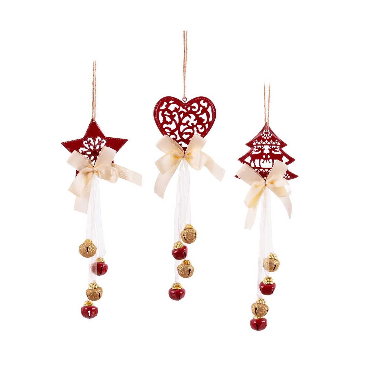 Pendentif cloches rouges 3 m 9 x 3 x 35 cm