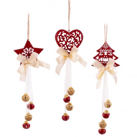 Pendentif cloches rouges 3 m 9 x 3 x 35 cm