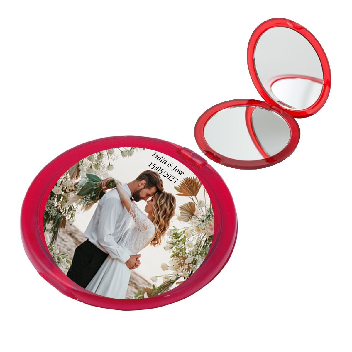 Miroir personnalisé en couleur avec photo et texte pour mariage baptême communion anniversaire ou entreprise