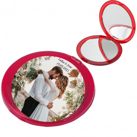 Miroir personnalisé en couleur avec photo et texte pour mariage baptême communion anniversaire ou entreprise