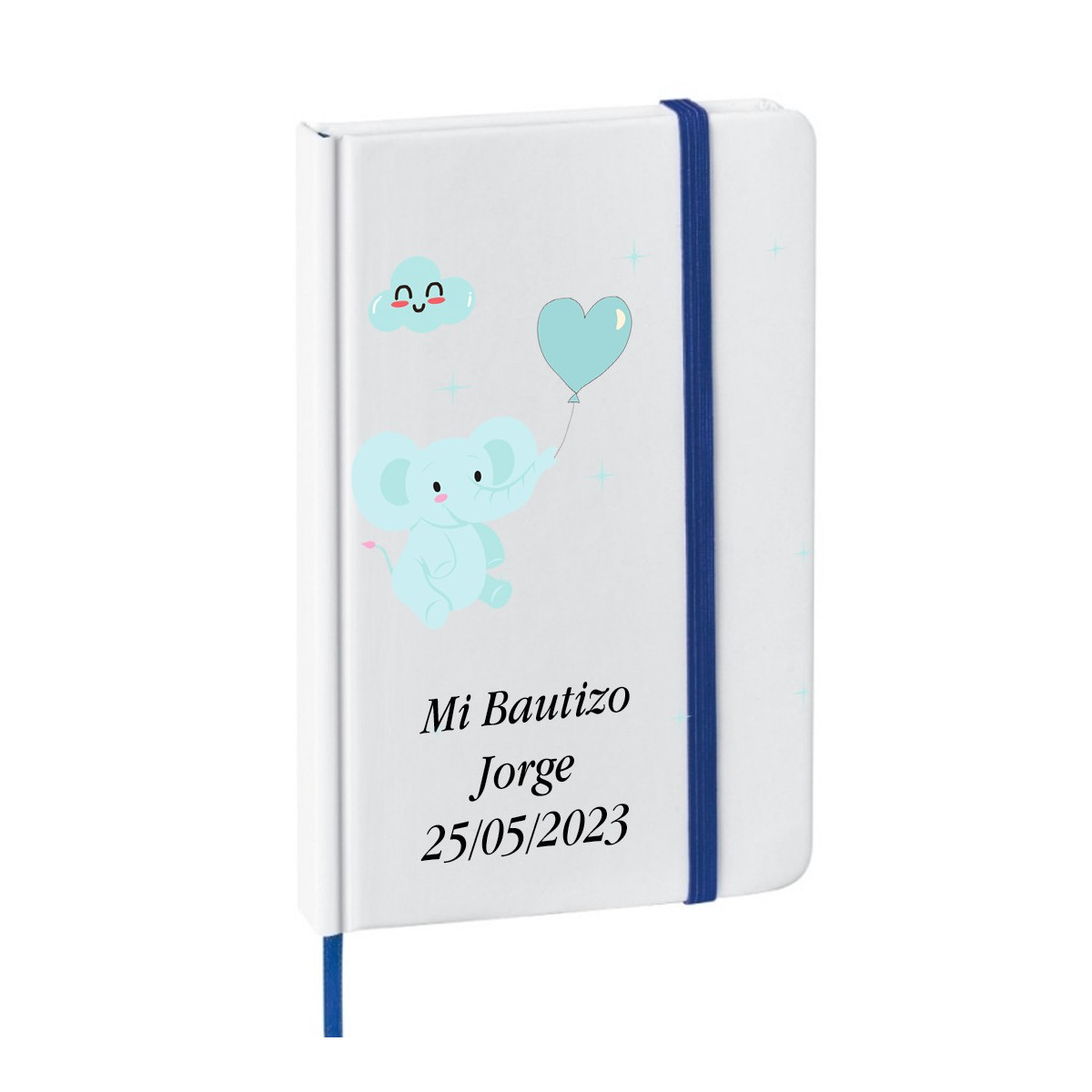 Carnet de baptême ou baby shower personnalisé avec texte et date