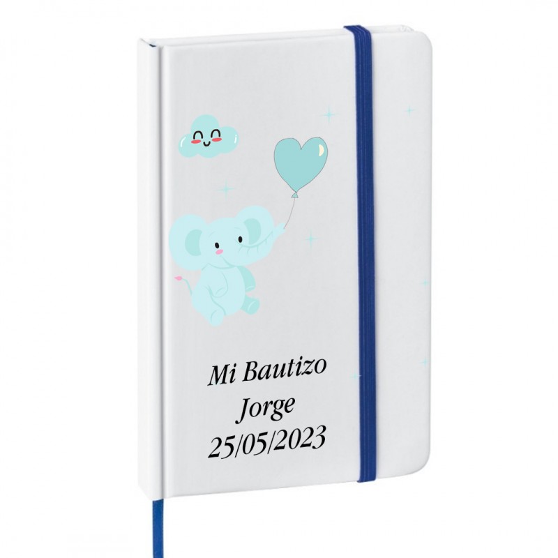 Carnet de baptême ou baby shower personnalisé avec texte et date