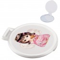 Miroir blanc avec autocollant petite fille ange dans un sac en organza beige