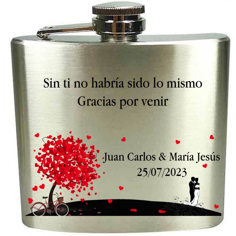 Flasque de mariage personnalisée en couleur avec texte personnalisé
