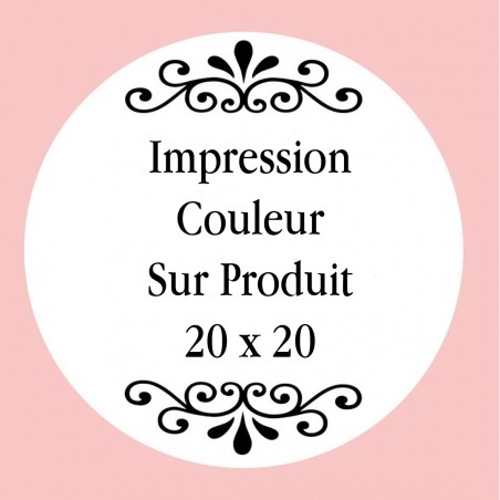 Personnalisation avec impression numérique avec texte, photo ou logo en couleur mesurant 20 x 20 cm