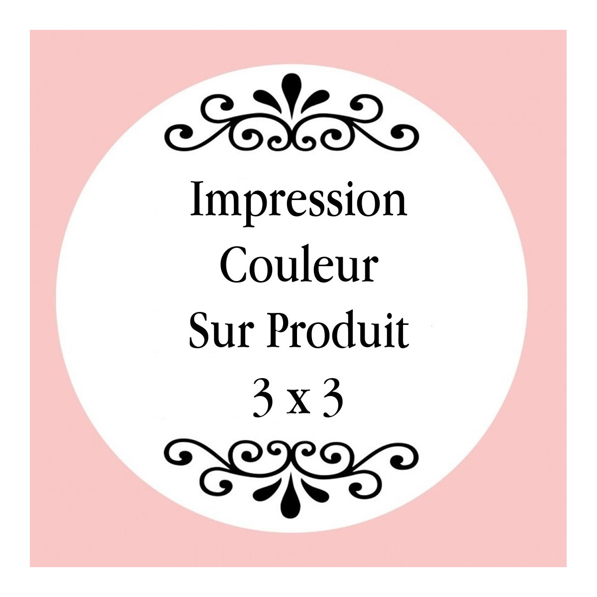 Personnalisation avec impression numérique avec texte, photo ou logo en couleur mesurant 3 x 3 cm