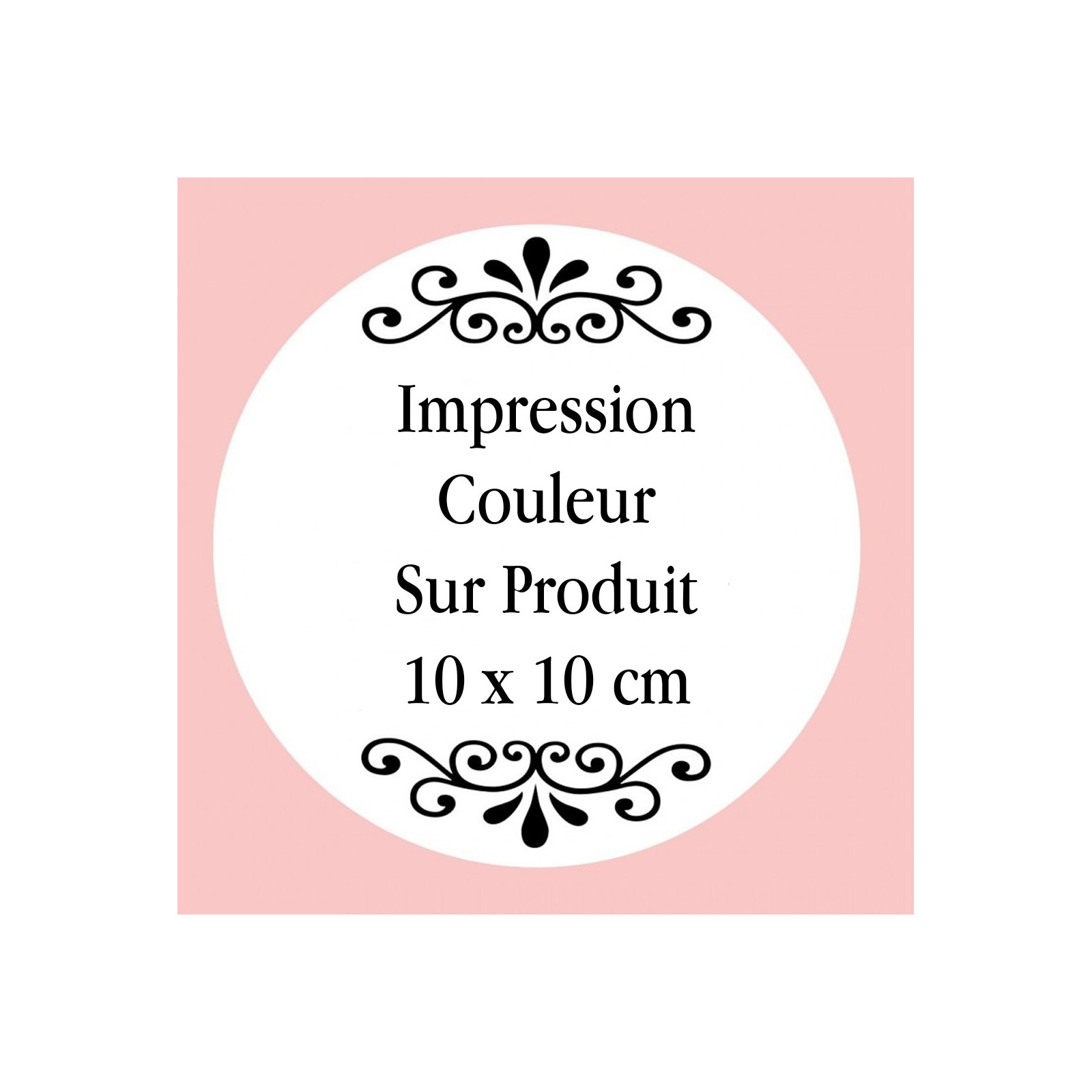 Personnalisation avec impression numérique avec texte, photo ou logo en couleur mesurant 10 x 10 cm