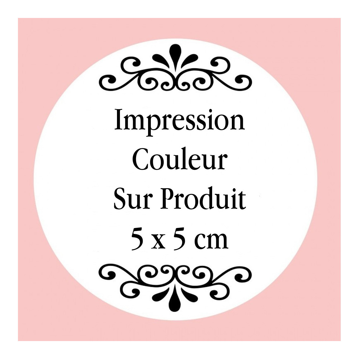 Personnalisation avec impression numérique avec texte, photo ou logo en couleur mesurant 5 x 5 cm