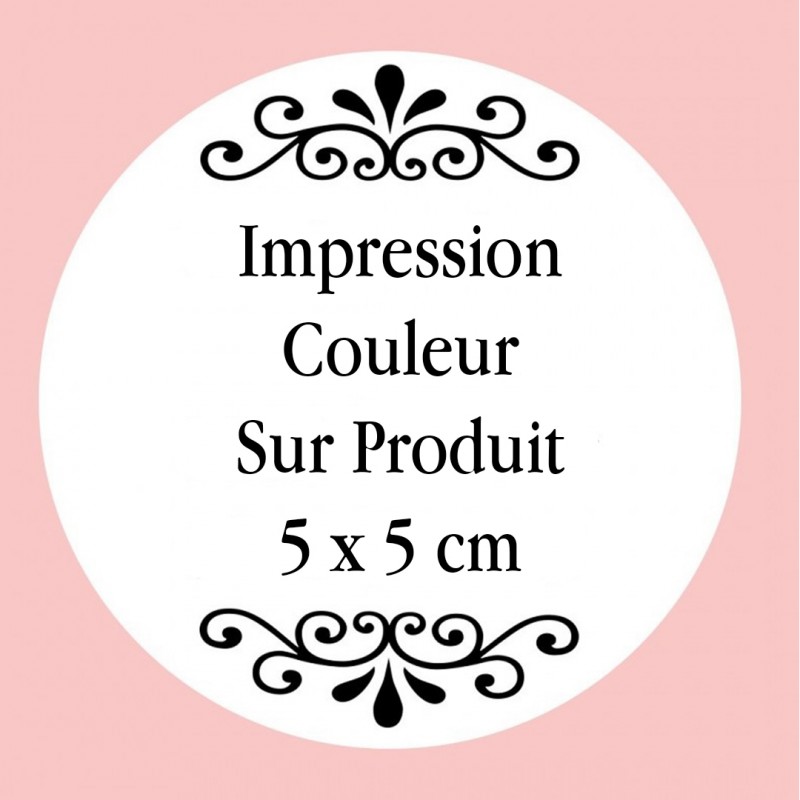 Personnalisation avec impression numérique avec texte, photo ou logo en couleur mesurant 5 x 5 cm