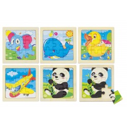 Ensemble De 5 Puzzles Junior En Bois Naturel