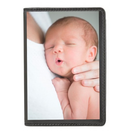 Porte-cartes noir pour homme personnalisé avec photo en...