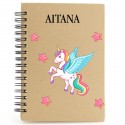 Carnet de notes licorne personnalisé avec nom