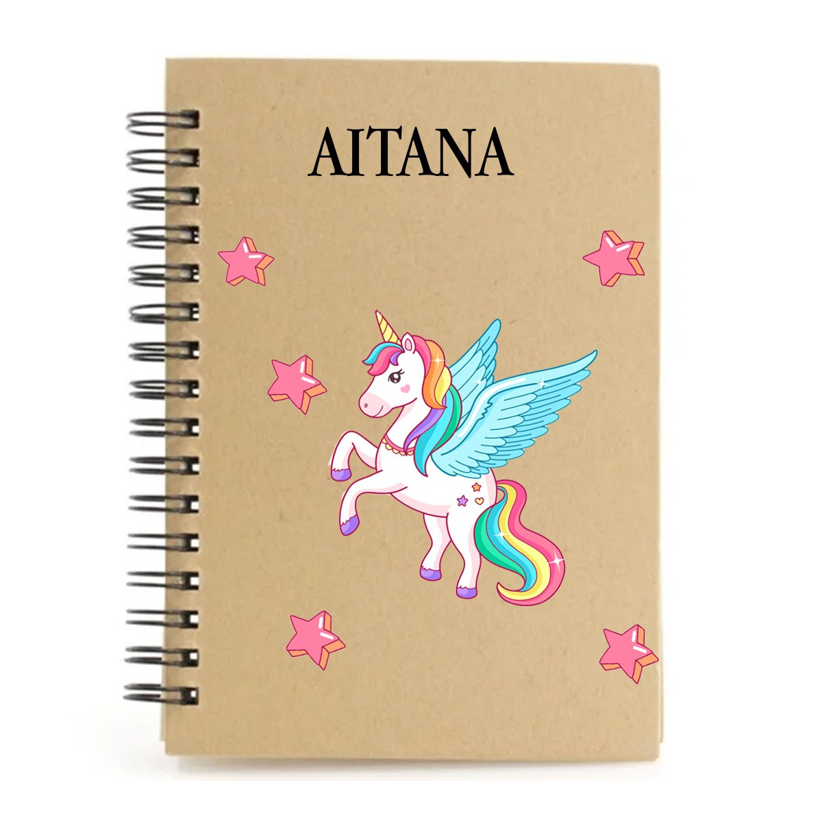 Carnet de notes licorne personnalisé avec nom
