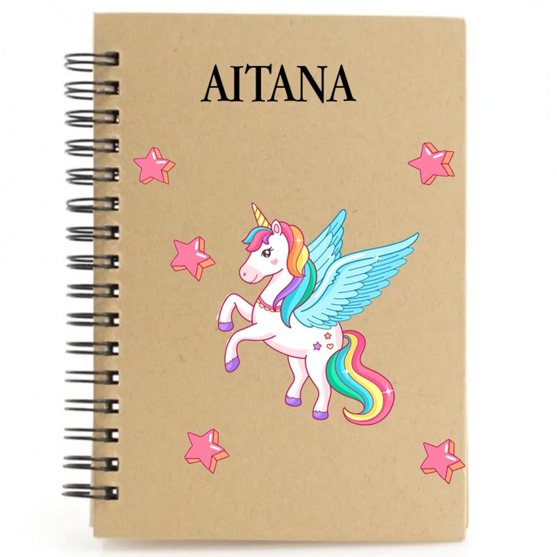 Carnet de notes licorne personnalisé avec nom