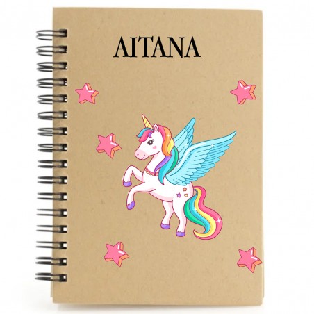Carnet de notes licorne personnalisé avec nom