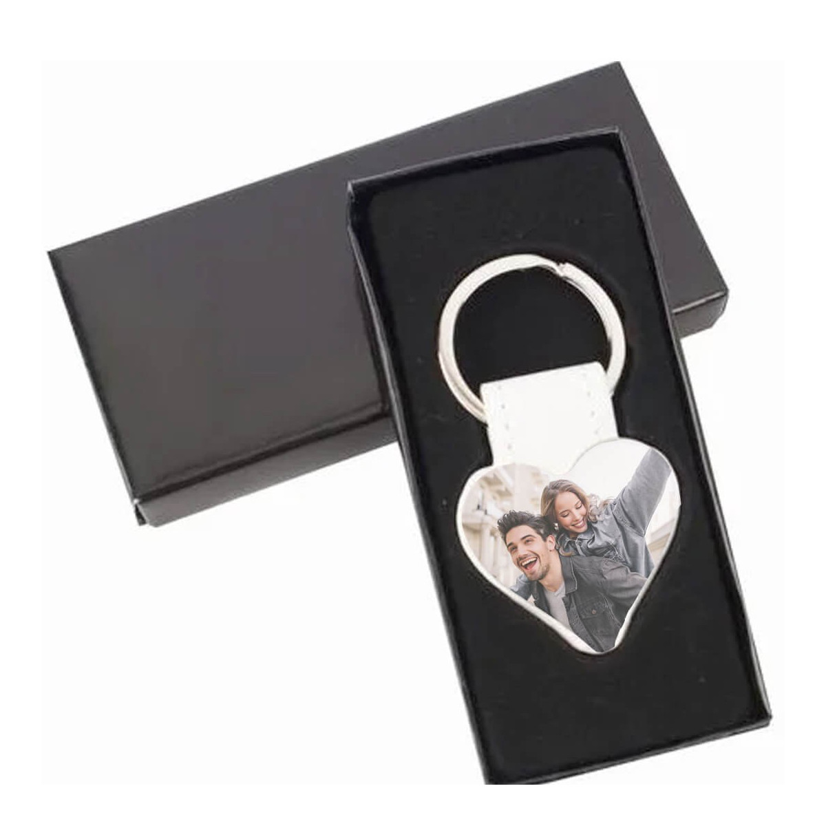Porte-clés coeur personnalisé avec photo couleur