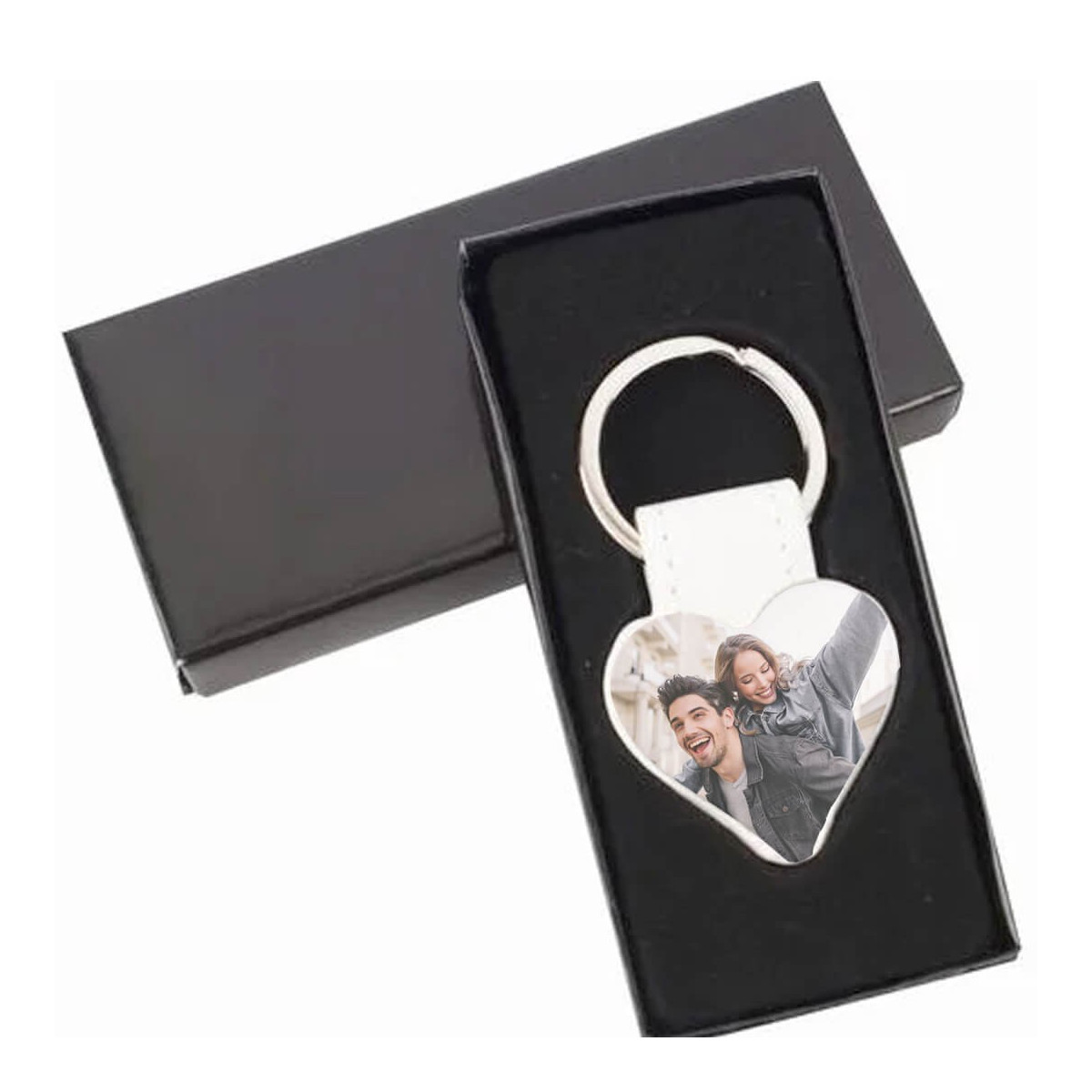 Porte clés coeur personnalisé avec photo en couleur pour les quantités