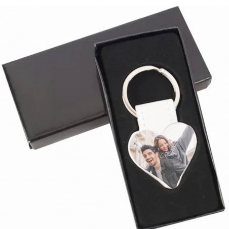 Porte-clés coeur personnalisé avec photo en couleur pour...
