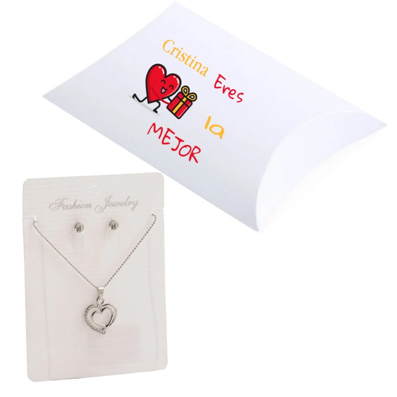 Tour de cou avec boucles d'oreilles dans une boîte cadeau personnalisée avec nom You're the Best Tour de cou avec boucles d'oreilles dans une boîte cadeau personnalisée avec nom You're the Best