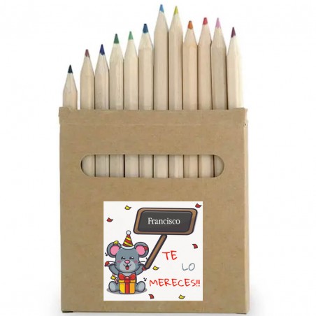 Trousse à crayons de couleur personnalisée avec autocollant nominatif vous le méritez