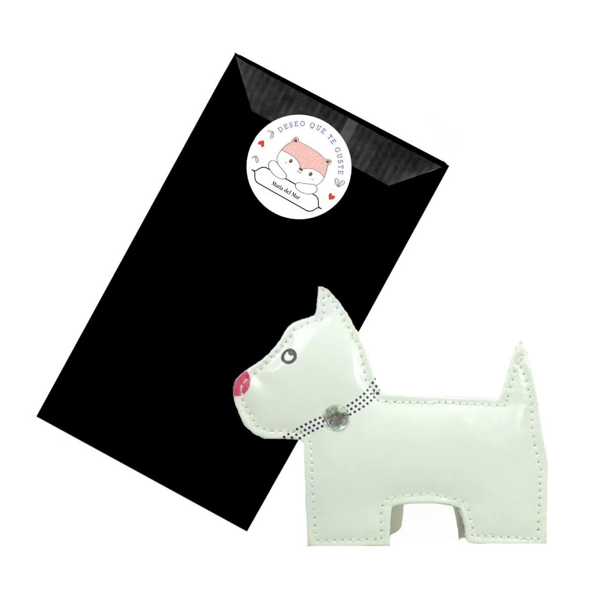 Kit de manucure pour chien dans une enveloppe kraft noire personnalisée avec un adhésif avec le nom i wish you like it