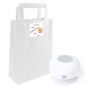 Enceinte Bluetooth étanche dans un sac kraft personnalisé avec un autocollant. Tu es important pour moi.