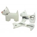 Set de manucure petit chien dans une enveloppe kraft noire personnalisée avec un autocollant portant le nom, je souhaite que