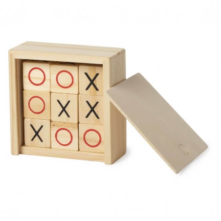 Jeu de morpion dans une boîte en bois, personnalisé avec un autocollant nominatif. Vous le méritez bien.