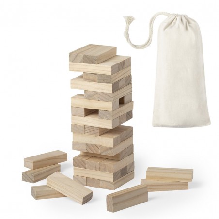 Jeu Jenga présenté dans un sac kraft personnalisé avec un autocollant "Tu es important pour moi".