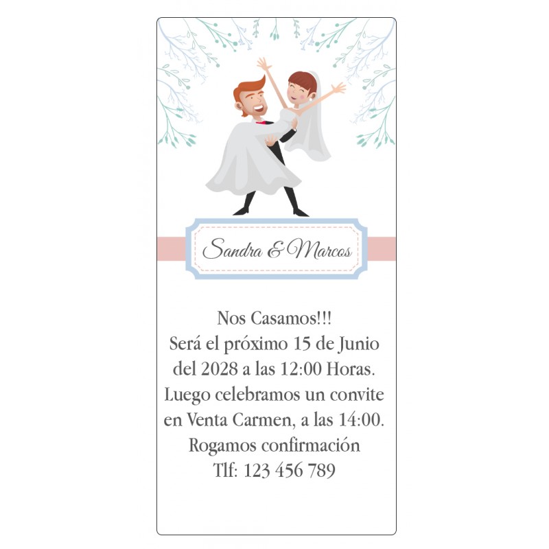 Invitations de mariage sympathiques, mariés dans les bras