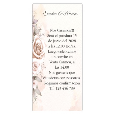 Faire-part de mariage personnalisé avec fleurs et texte