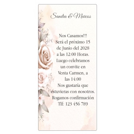 Invitation de mariage fleurs personnalisées avec texte