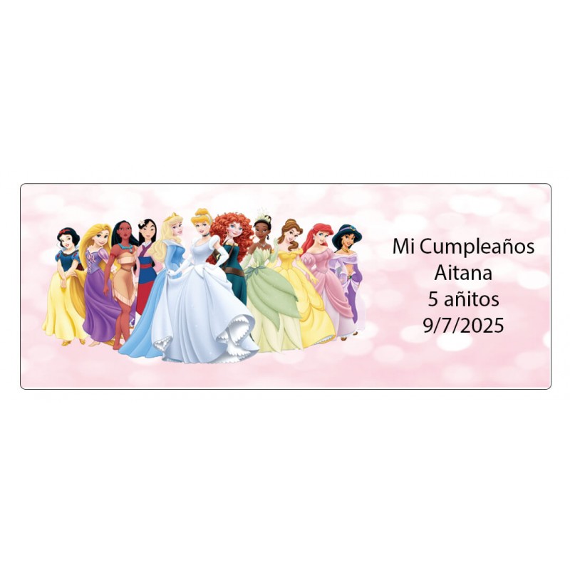 Sticker personnalisé avec texte et nom princesses disney